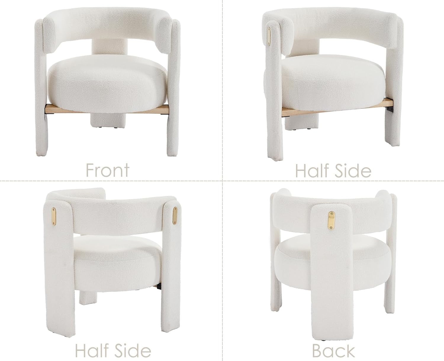 White Faux Fur Accent Chair Padded Tub Barrel Lounge Chair