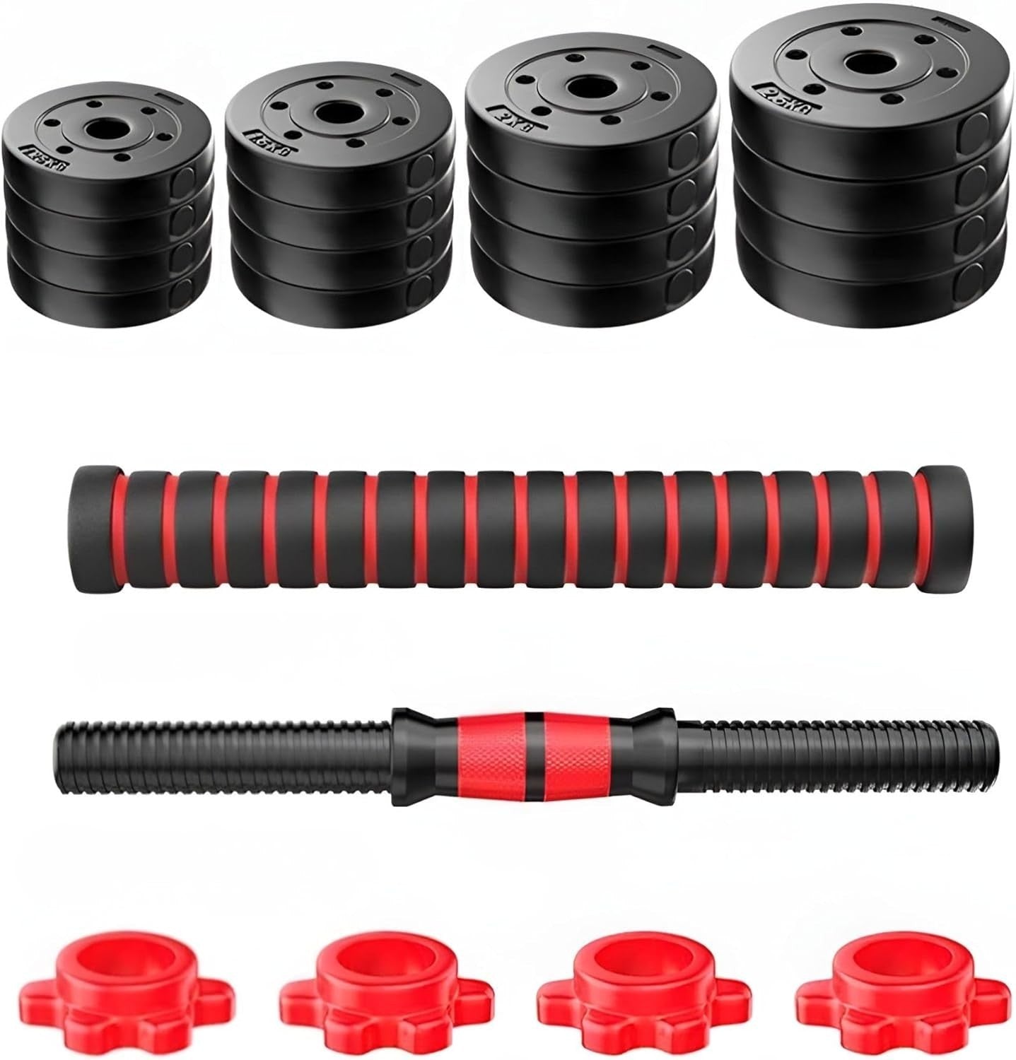 40kg Adjustable Dumbbells 2-in-1 Barbell Weights Set Home Gym Gloves