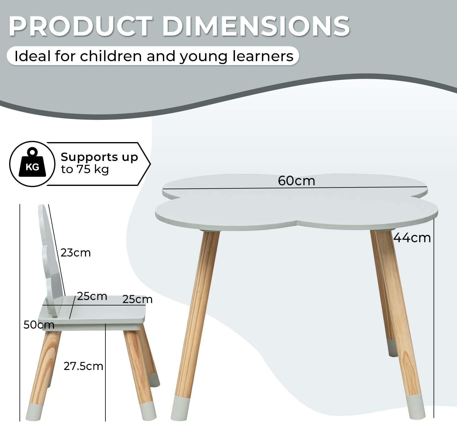 Kids Table and 2 Chairs Set Aqua Green & Brown, Safe Rounded Edges, MDF Pine