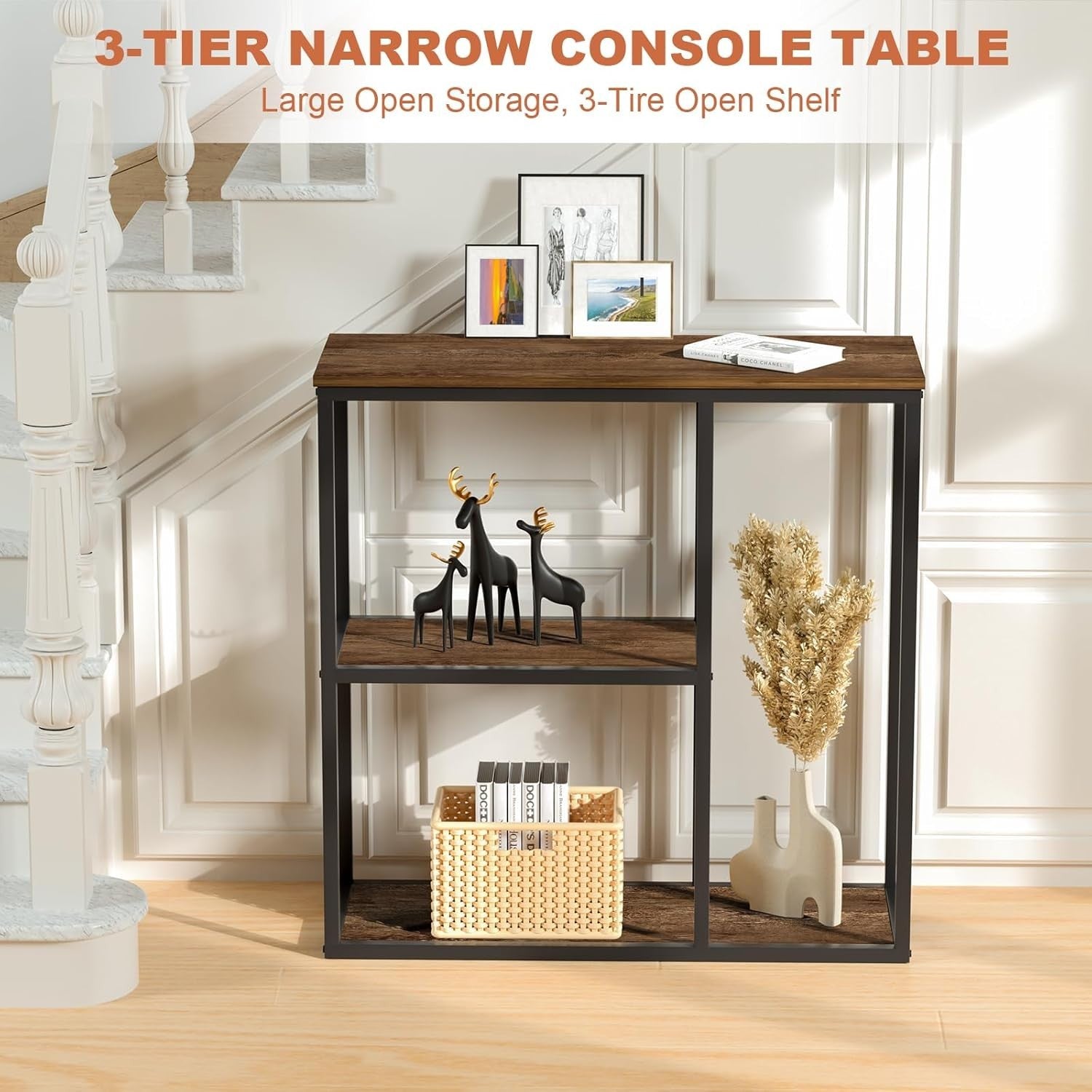 Small Console Table 80x30x80cm | Storage Shelves | Modern Entryway Organizer