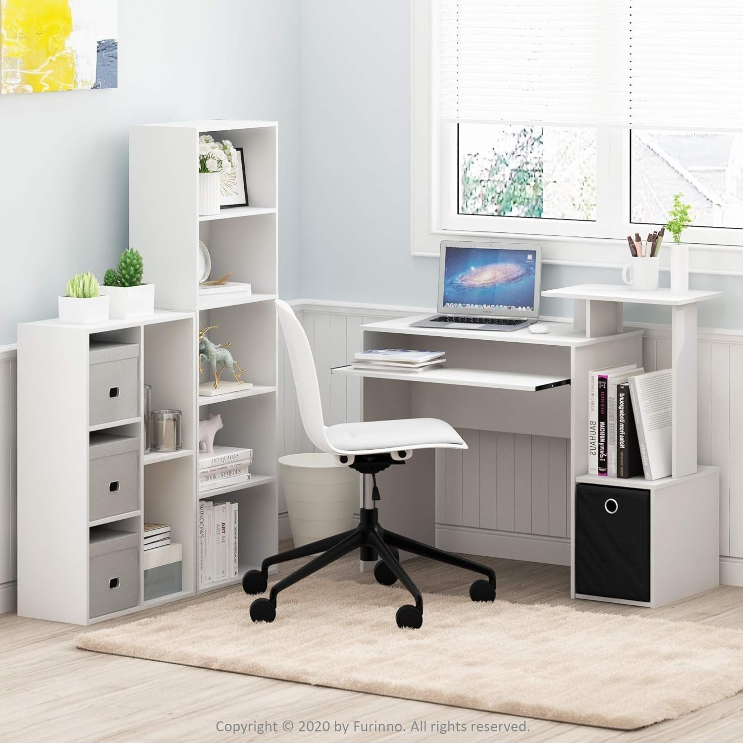 5 Tier Reversible Bookcase Storage Open Shelf Compact Organizer Bookshelf White
