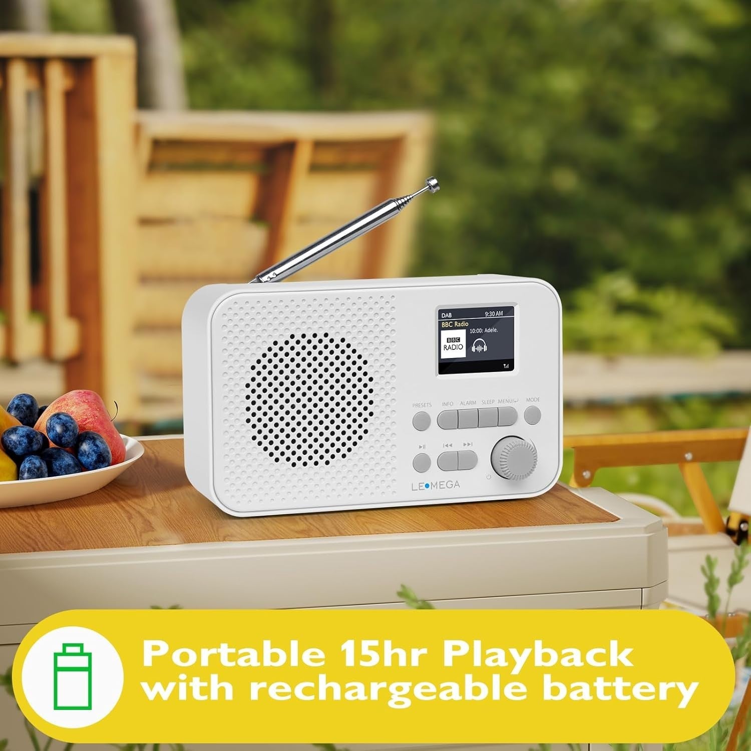 Portable DAB+ Bluetooth Radio FM USB Rechargeable Alarm Clock