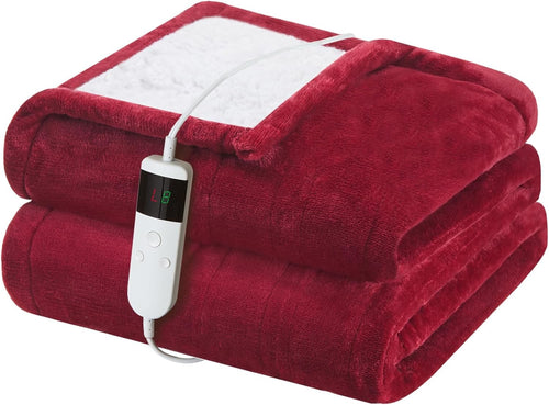 Electric Heated Blanket 130x160cm Sherpa Fleece 10 Heat Settings