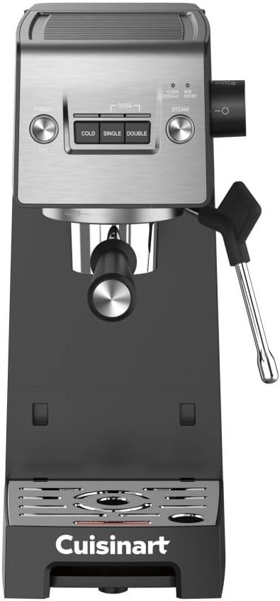 15 Bar Slim Espresso Machine Steam Wand Compact Stainless Steel Black