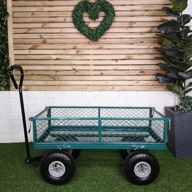 Heavy Duty Metal Garden Trolley Cart Truck Wheelbarrow with Handle