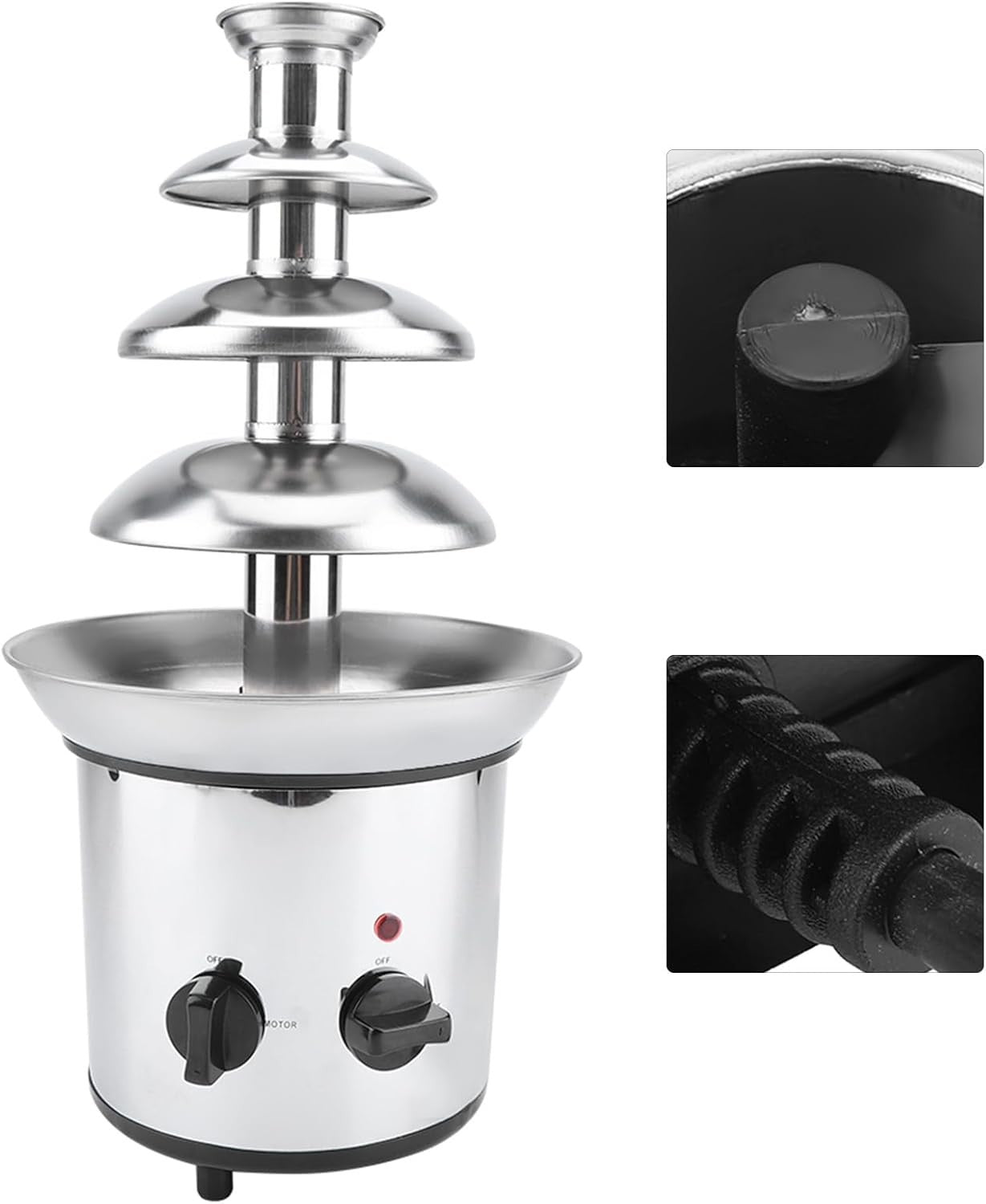 4 Tier Chocolate Fountain Machine Electric Fondue Melter Stainless