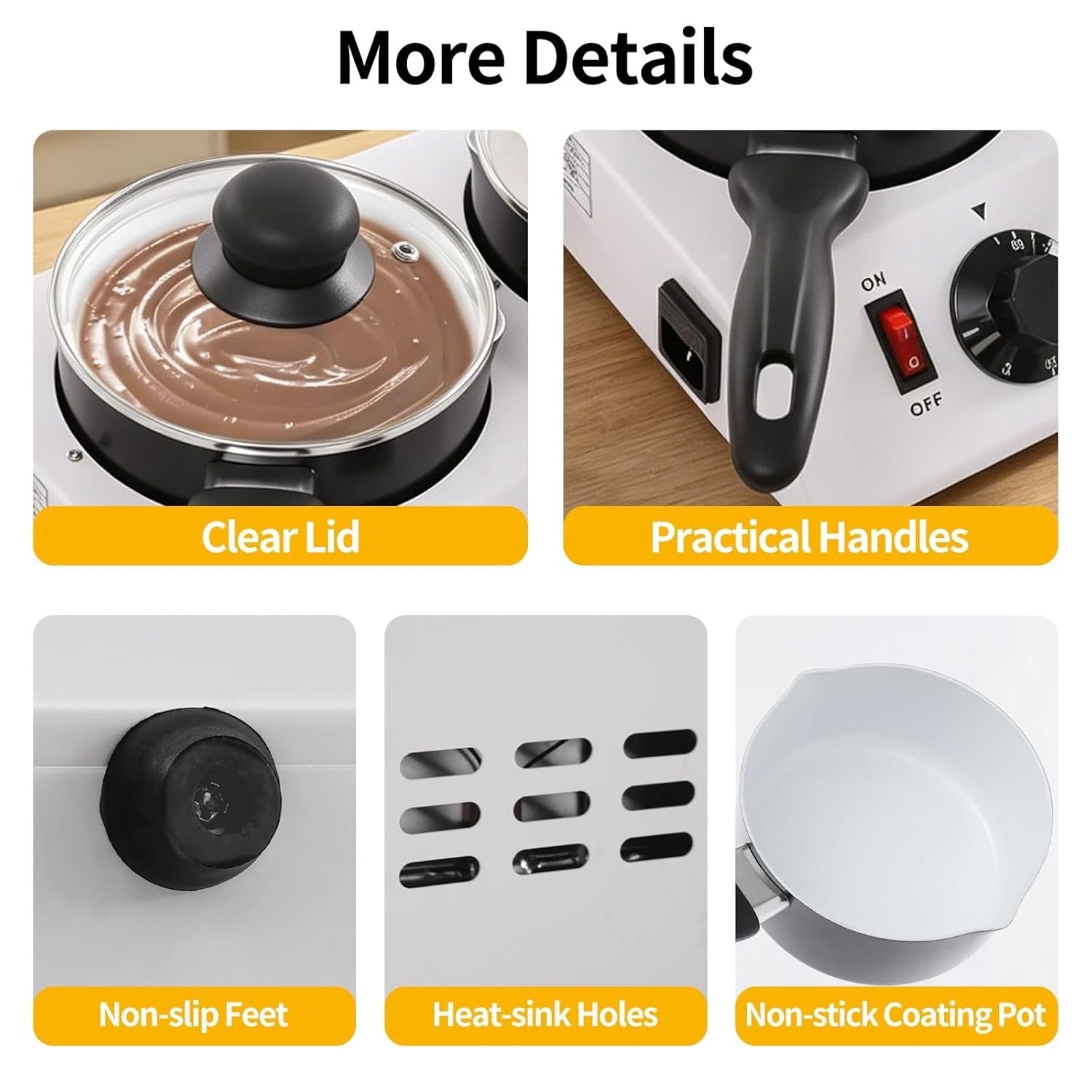 Double Pot Chocolate Tempering Machine Electric Melting Warmer 40W