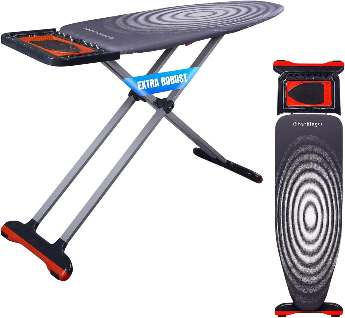 Extra Wide Ironing Board XL 127x46cm Adjustable Height Steam Holder