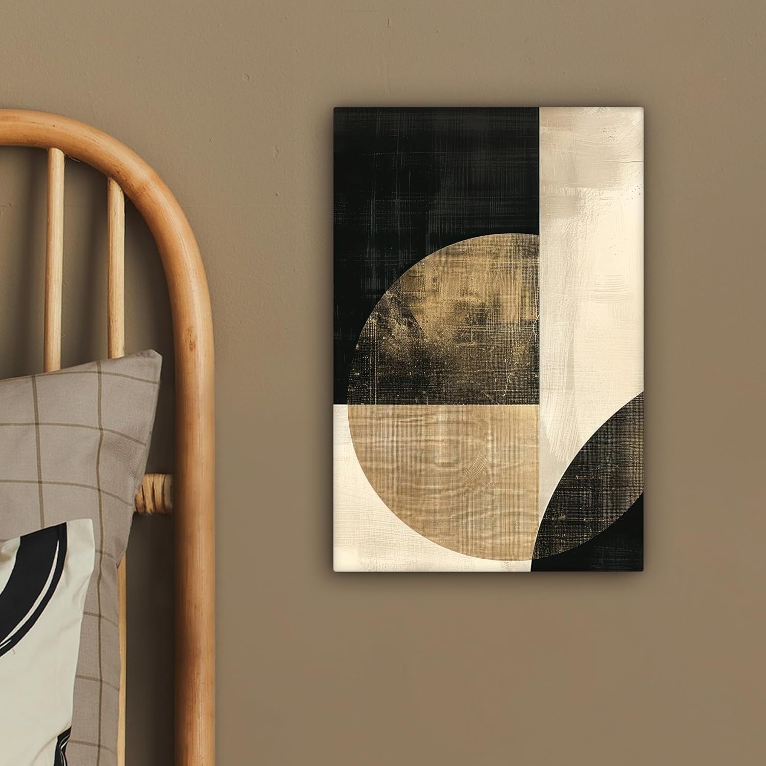 Abstract Black Gold Canvas Wall Art 20x30cm Framed Modern Print