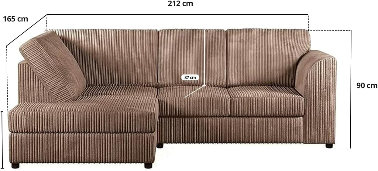 High Back Jumbo Cord L-Shape 4-Seater Corner Sofa – Luxe Comfort & Durable Build