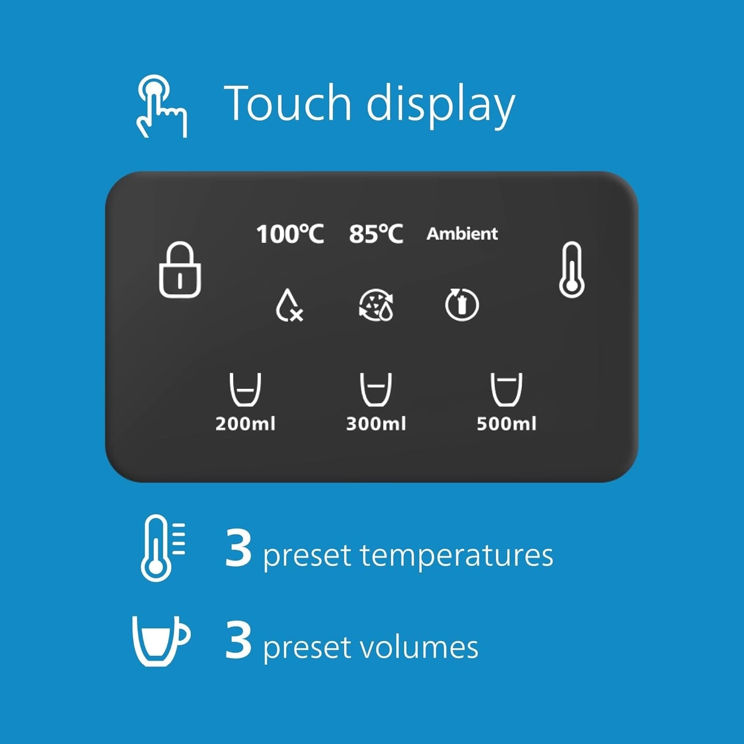 Instant Hot Water Dispenser Filtered Touch Screen 3 Temp Presets Countertop
