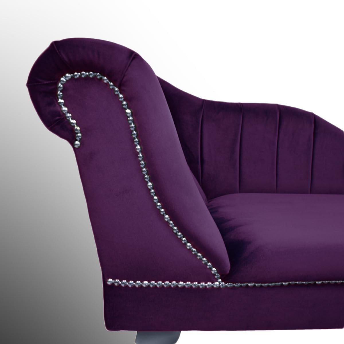 Velvet Chaise Lounge Left Hand Tufted Accent Sofa Amethyst Chair Bedroom 133cm
