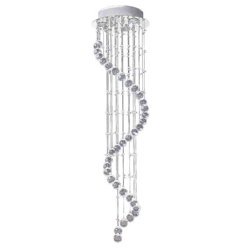 Modern Spiral Crystal Chandelier Pendant Light GU10 Ceiling Lamp 120cm Chrome