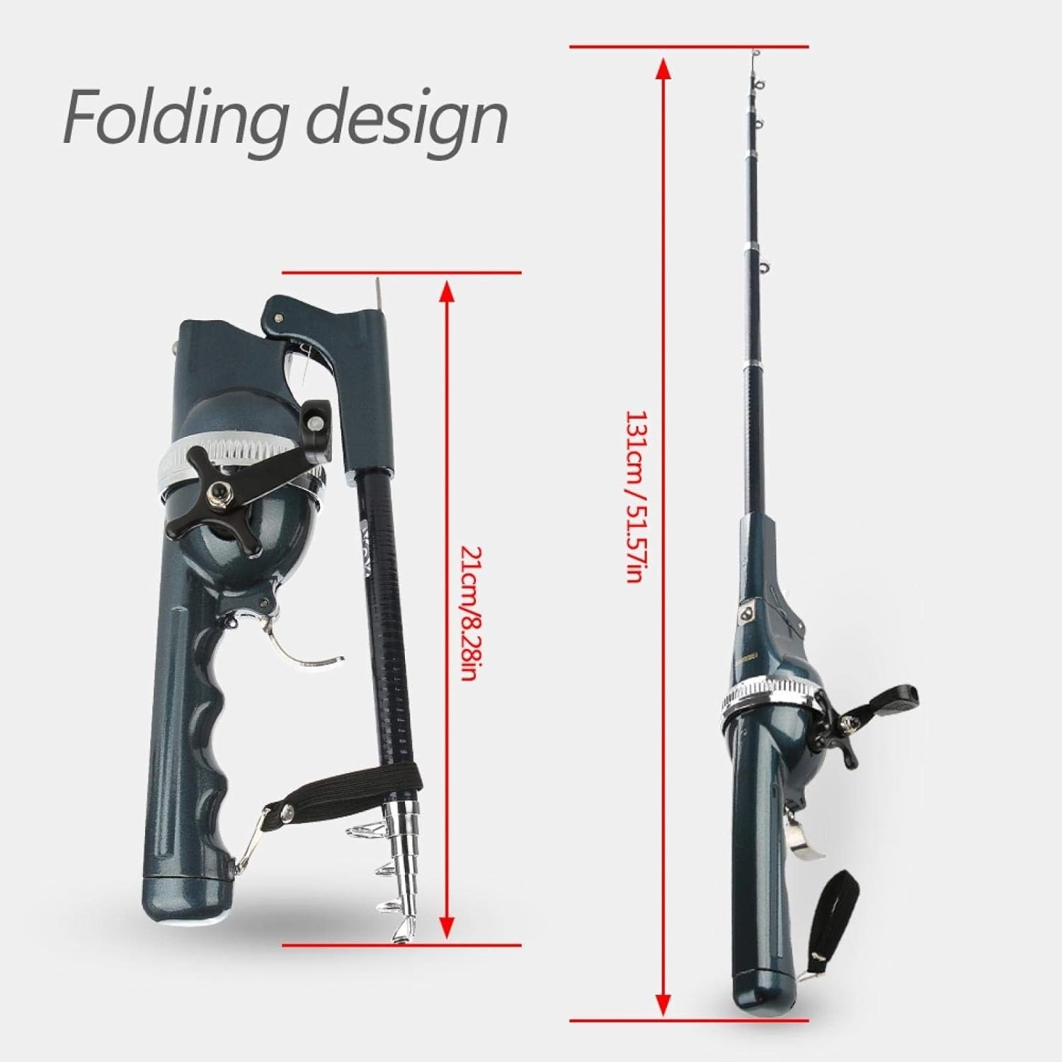 Portable Folding Fishing Rod with Built-in Reel – Lightweight Travel Kit