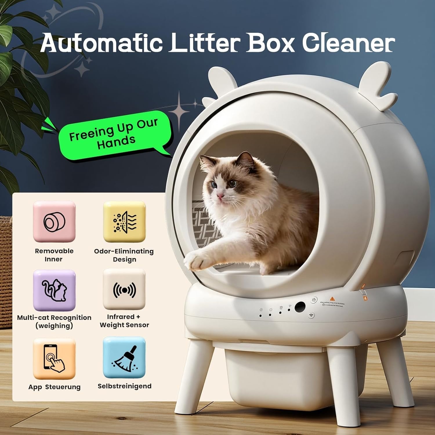 Self Cleaning Cat Litter Box App Control Automatic Smart Cat Toilet