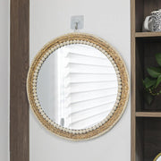 Boho Round Rattan Wall Mirror 45cm Hanging Farmhouse Decor