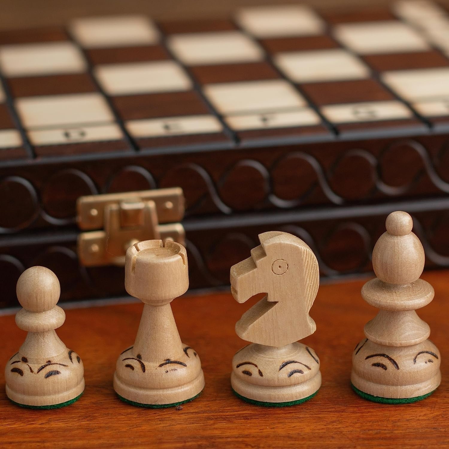 35cm Handcrafted Wooden Chess Set | Foldable Board | Classic Travel Set for Adul