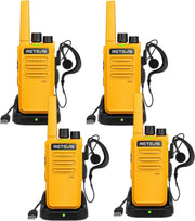 PMR446 Walkie Talkies 4 Pack Rechargeable VOX Radio w Earpieces USB