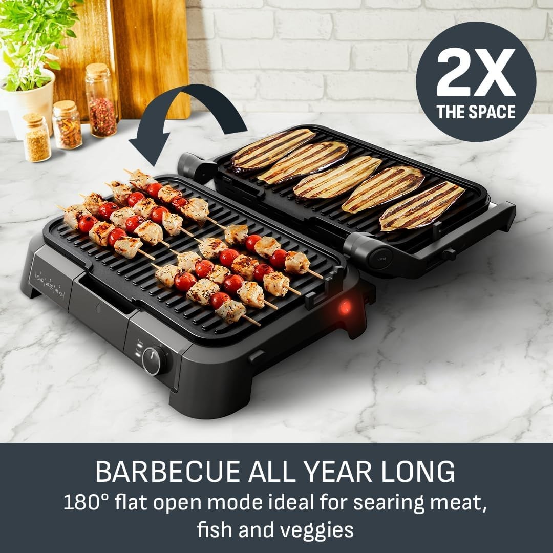 3-in-1 Electric Indoor Grill | Adjustable Temperature | XL Non-Stick Plates