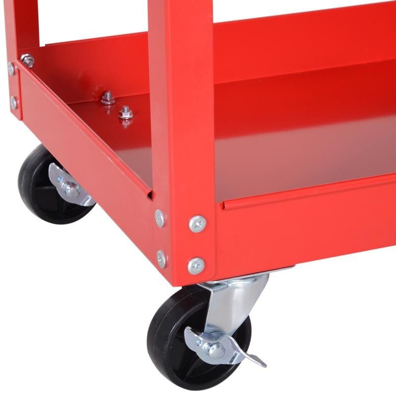 3-Tier Tool Trolley Cart with Drawer | Red Garage Workshop Storage Unit
