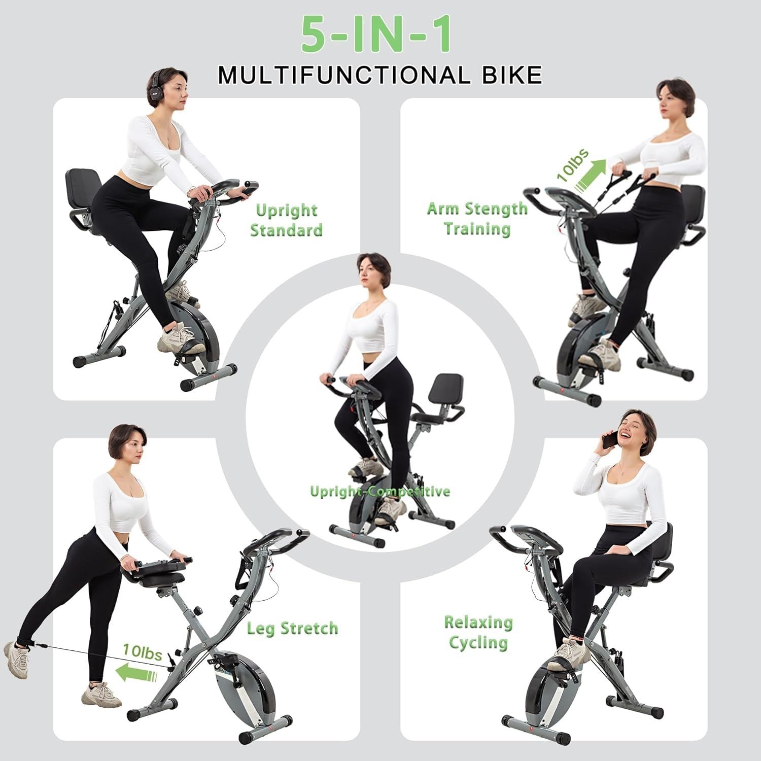 Foldable Magnetic Exercise Bike w/ Backrest, LCD Monitor & 330lb Capacity