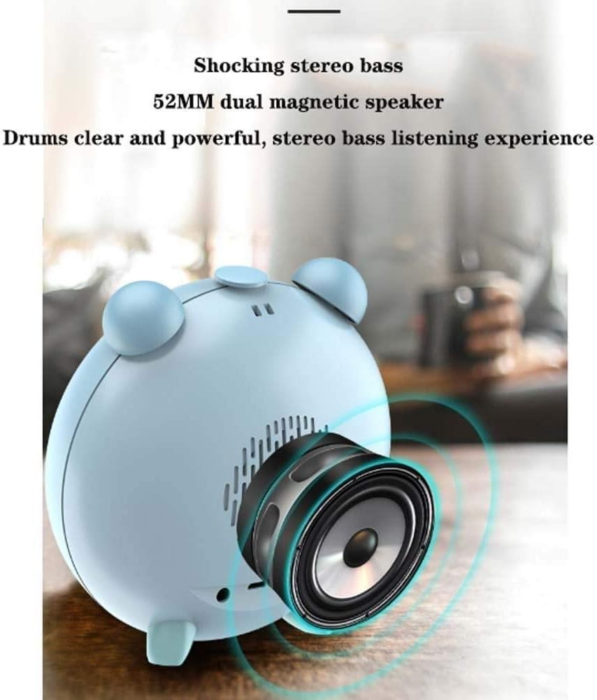 Blue Mini Alarm Clock Bluetooth Speaker Night Light Portable Loud Sound