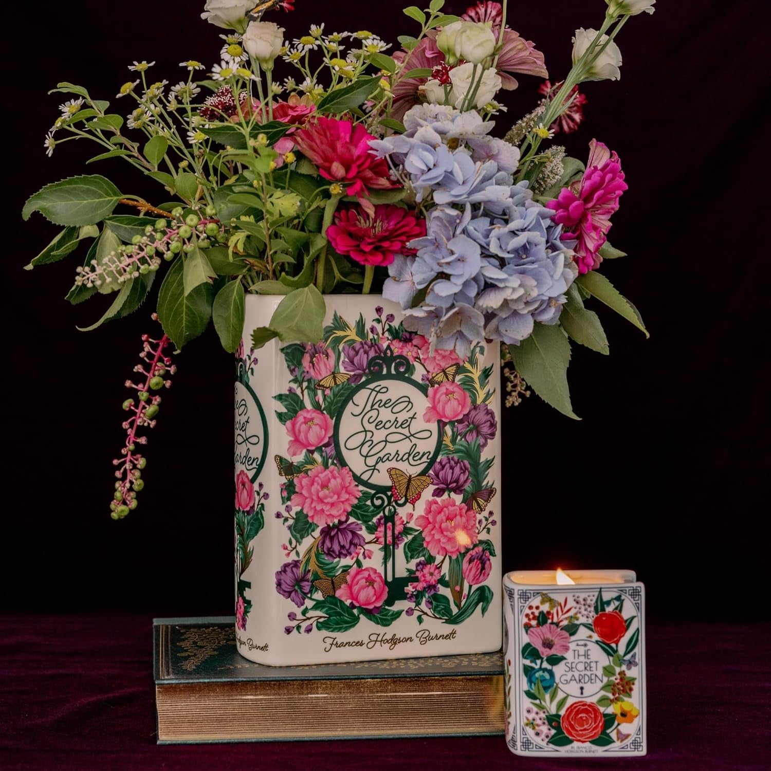 Book Shaped Ceramic Vase Floral Decorative Flower Holder Home Shelf Decor
