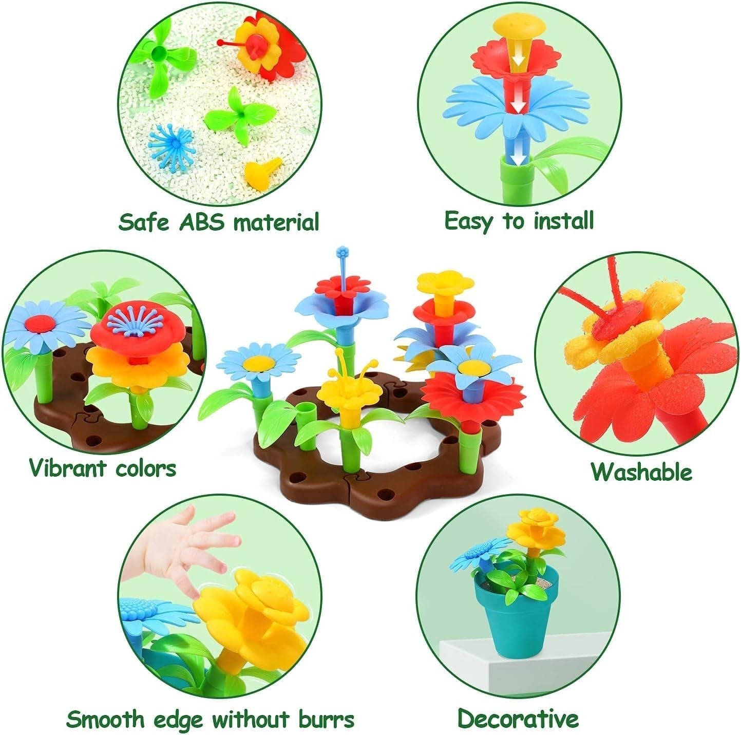 Kids Garden Wheelbarrow Toy Set – Outdoor Play Tools w/ Flowers & Watering Can