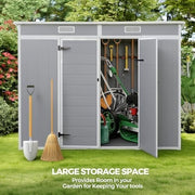 Plastic Garden Storage Shed 8x4ft Waterproof Outdoor Tool Shed with Floor Grey