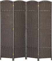 Brown 4 Panel Folding Room Divider – Freestanding Privacy Screen for Bedroom,