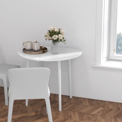 Round Folding Drop Leaf Dining Table for Small Kitchens and Spaces