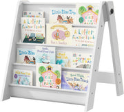 4-Tier Foldable Kids Bookshelf with Deep Fabric Pockets Storage Rack