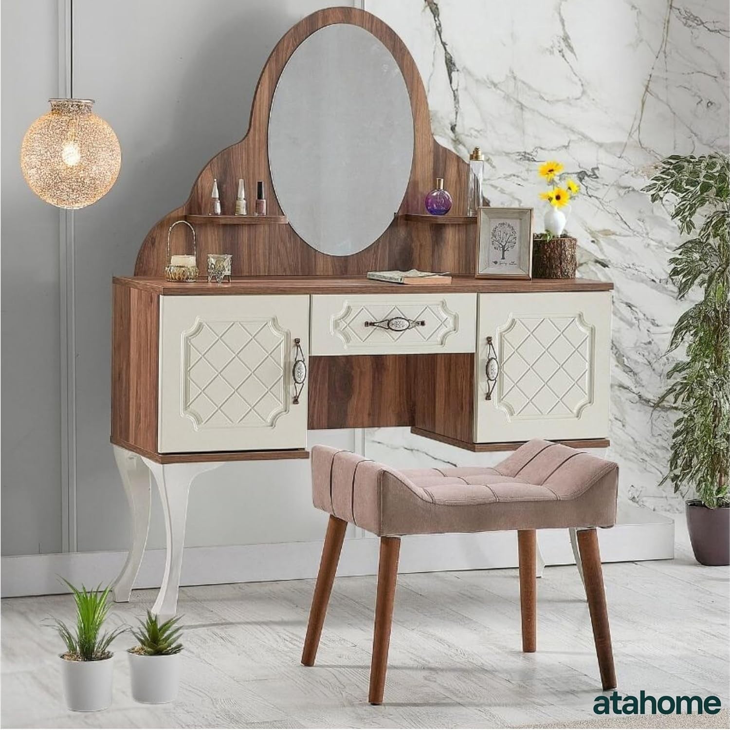 Antique Rose Padded Dressing Table Stool Modern Vanity Makeup Chair