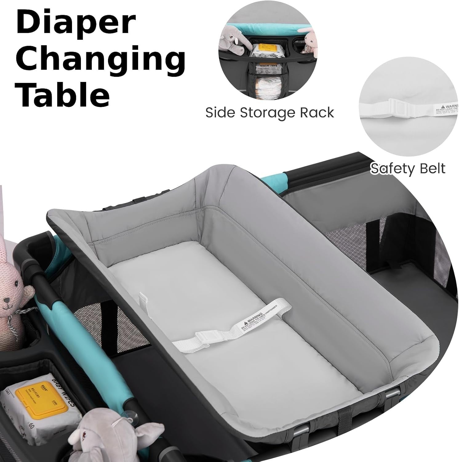 4in1 Baby Travel Cot with Bassinet Changing Table Playpen Wheels & Storage