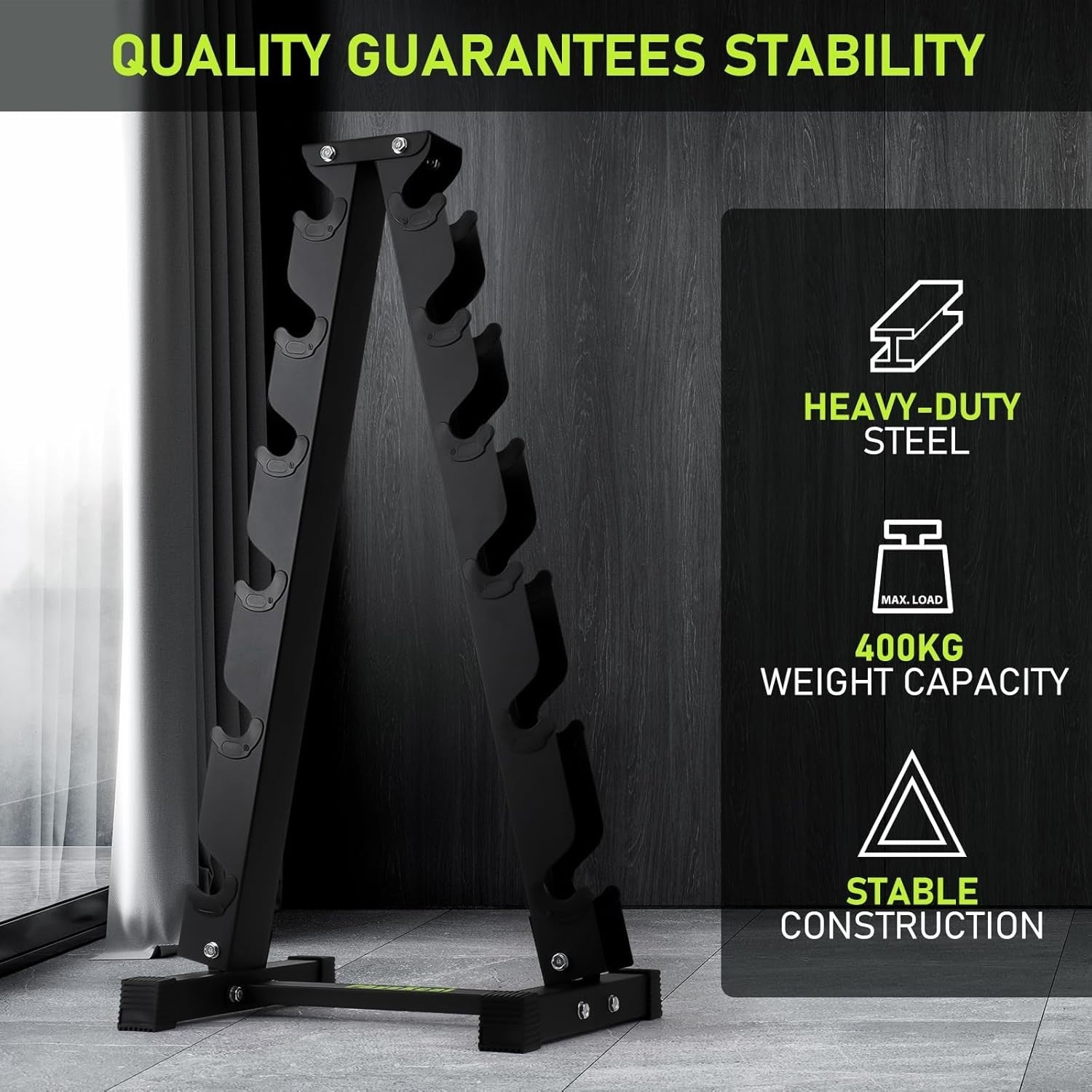 Heavy-Duty 6-Tier Dumbbell Rack Steel Stand, 400KG Home Gym Storage