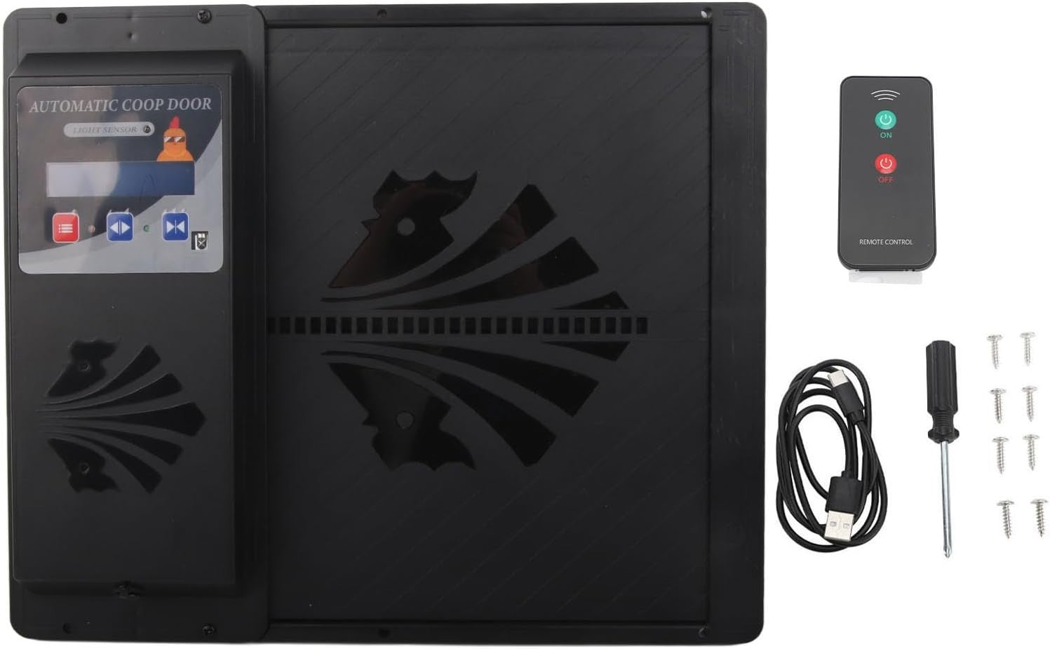 Automatic Chicken Coop Door Opener Horizontal Timer Black