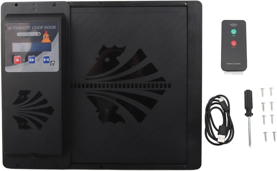 Automatic Chicken Coop Door Opener Horizontal Timer Black