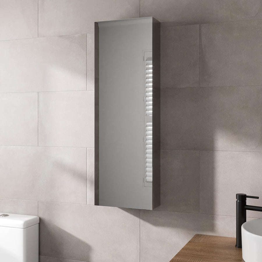 Bathroom Mirror Cabinet Wall Storage, Tall Slim Stainless Steel Unit 900mm