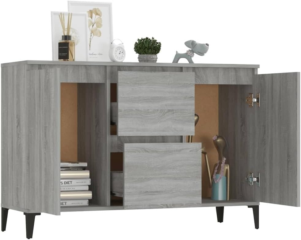 Grey Sonoma Sideboard Cabinet with Drawers – Modern Storage for Living Room