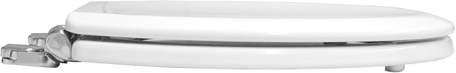 Ultra-Fix White Wooden Toilet Seat Soft Close Easy Lift Chrome Hinges