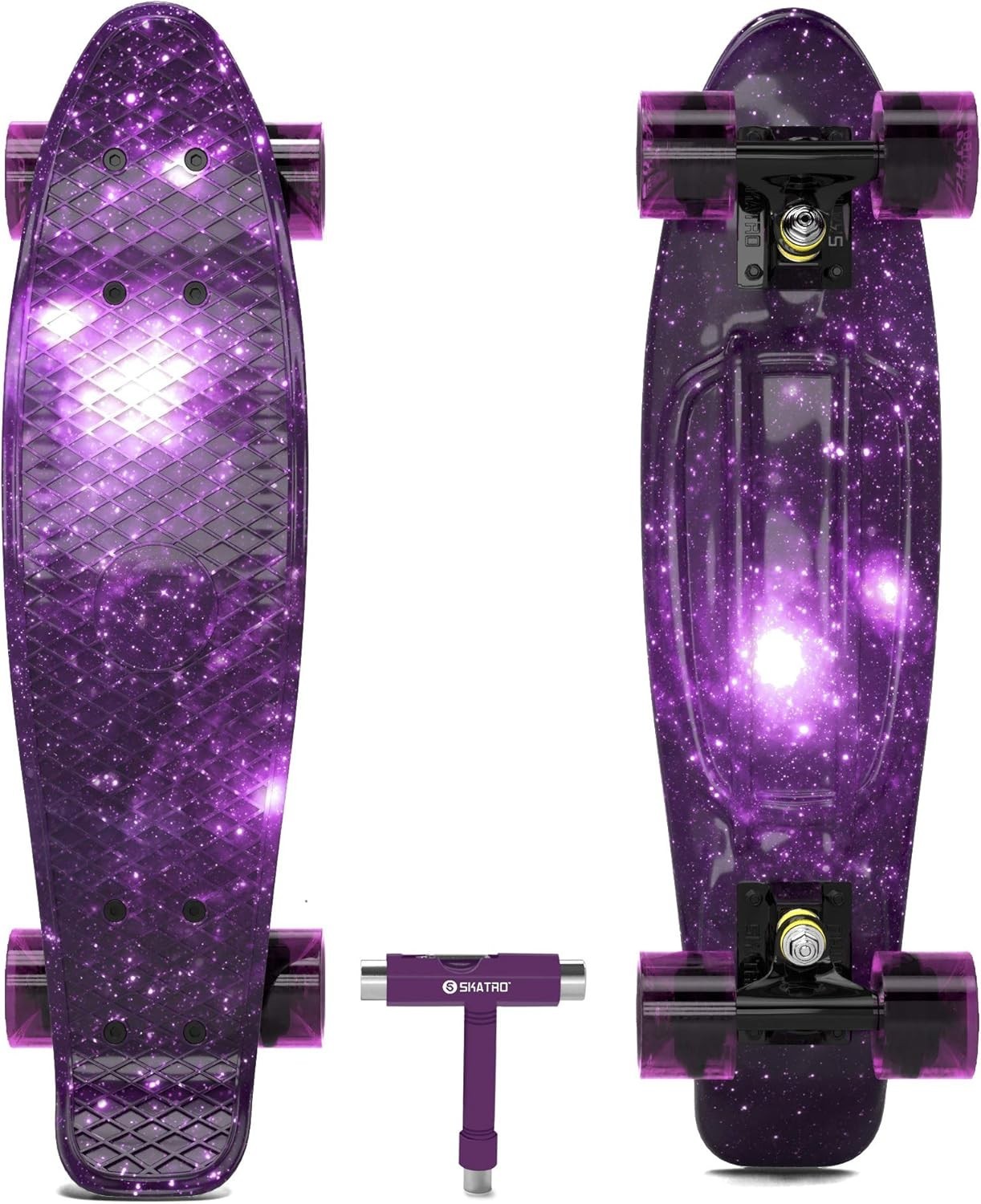 Mini Cruiser Skateboard 22x6inch Retro Plastic Deck Abec 7 Bearings