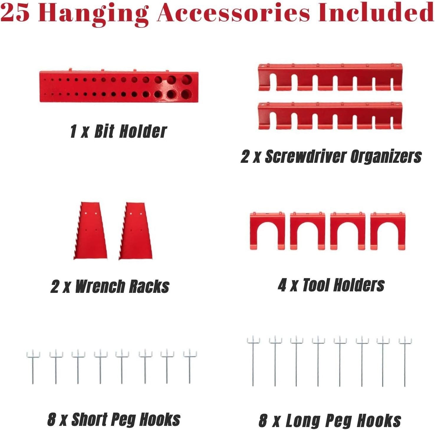 Heavy Duty Workbench with Pegboard Drawers Shelves 25 Hooks Garage Station