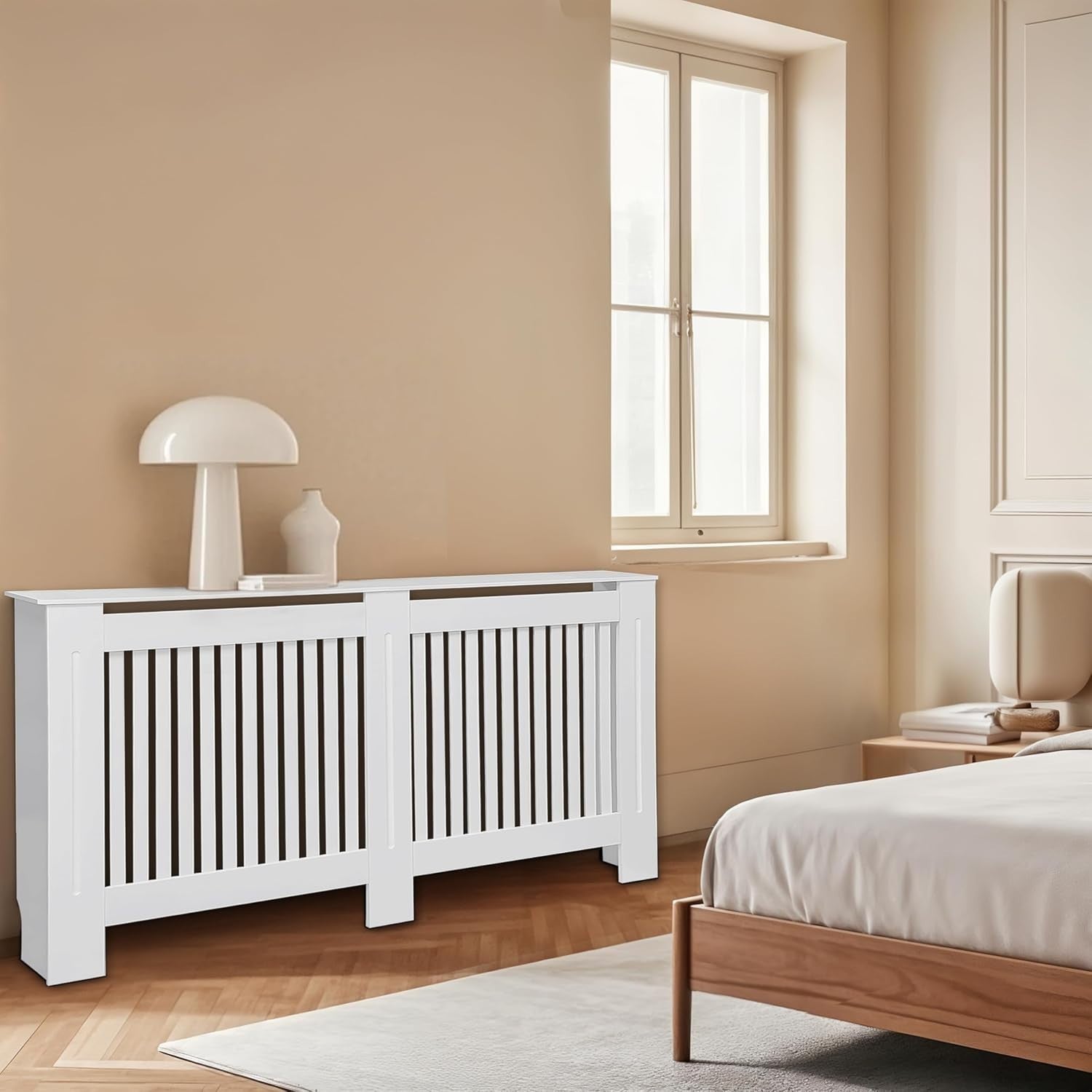 Extra Large White Radiator Cover Cabinet 92cm Tall MDF Vertical Heater Cover