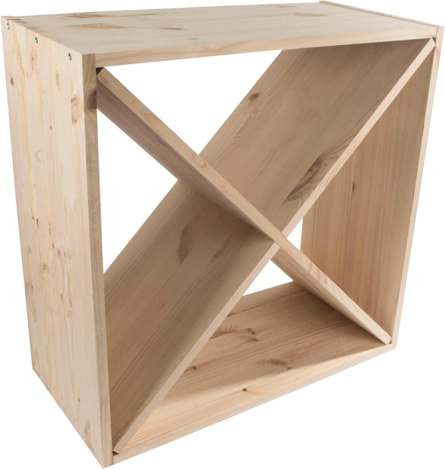 24 Bottle Wooden Wine Rack Solid Pine Freestanding Cube Storage Shelf Rustic