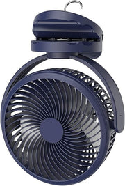 8 inch Portable Desk Fan Clip-On 4-Speed USB Rechargeable 360° Rotation Blue