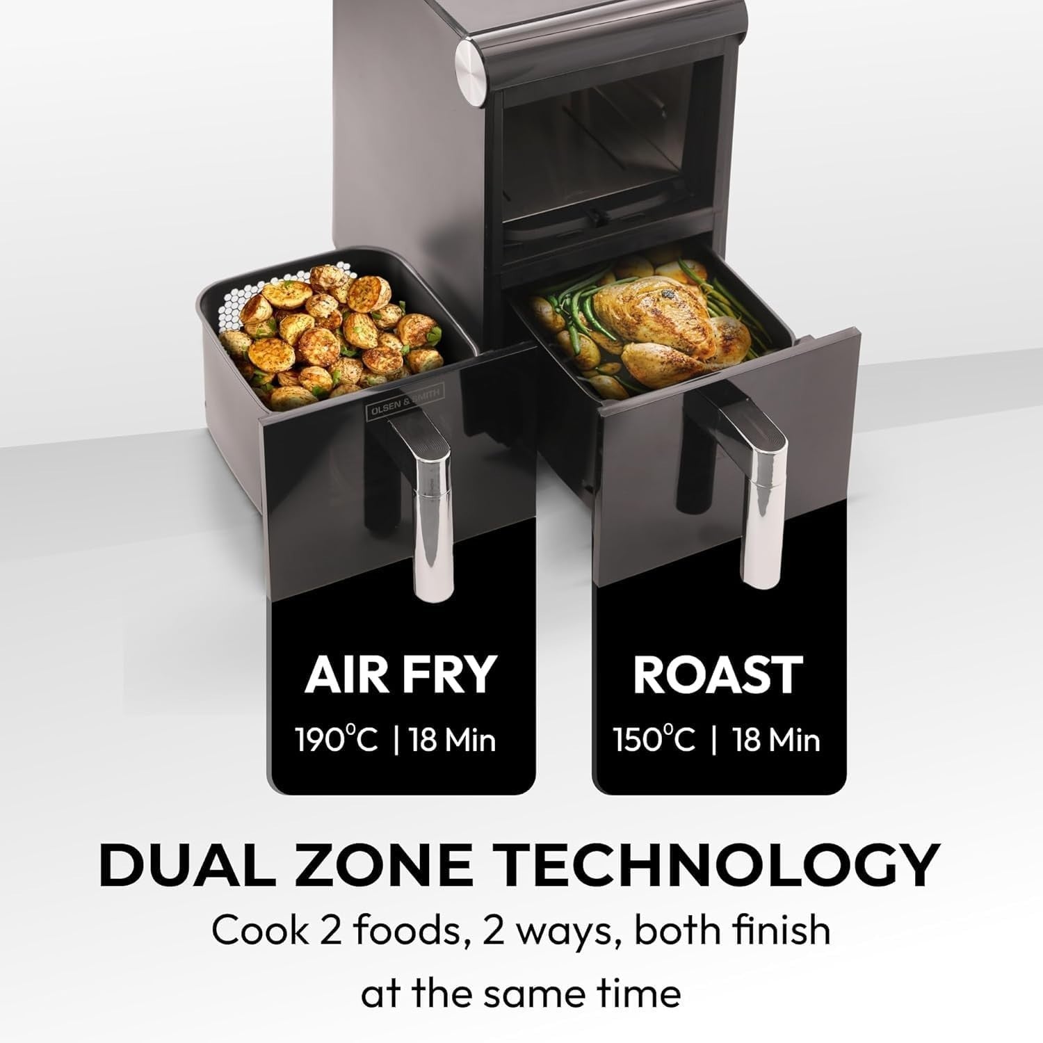 11L Vertical Dual Zone Air Fryer | Space-Saving Stack Design | 13 Presets