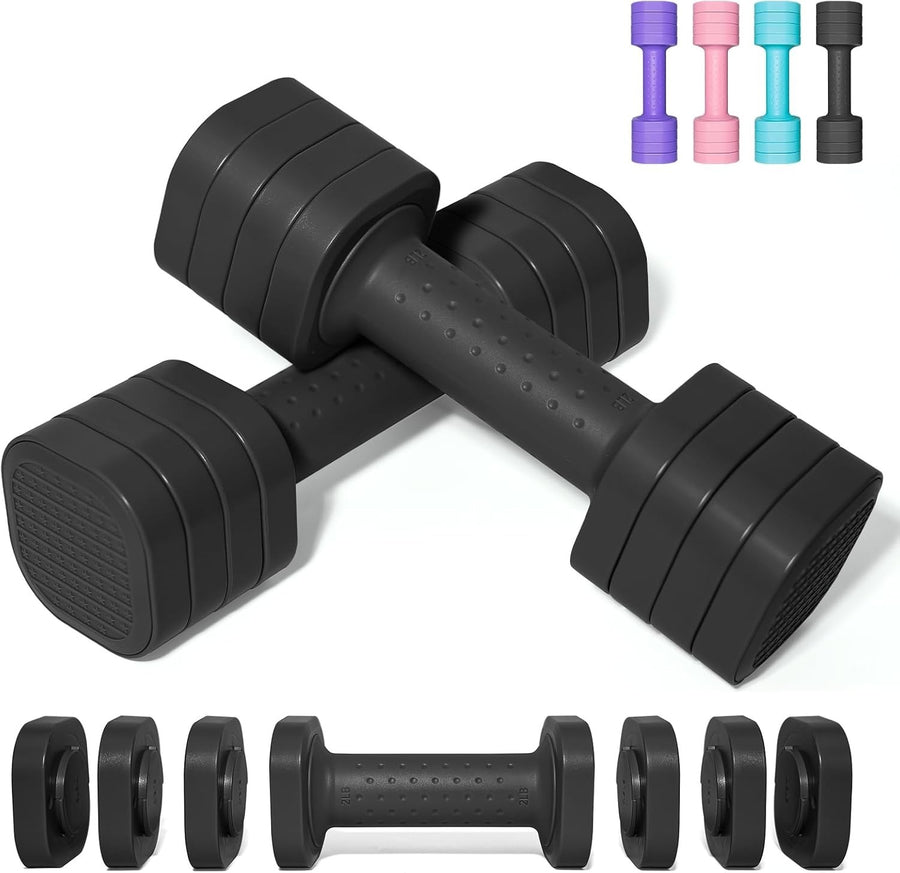 Adjustable Dumbbell Set 4-in-1 Hand Weights Non Roll Home Gym Training