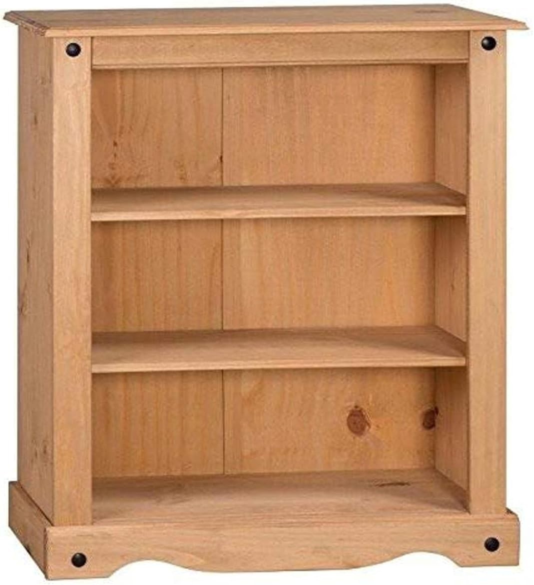 3 Tier Solid Pine Small Bookcase Rustic Waxed Wooden Storage Shelf Unit