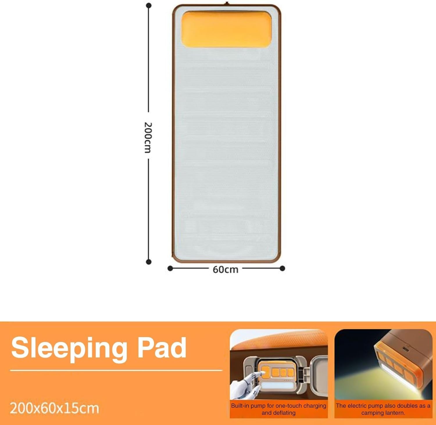 6 Inch Thick Inflatable Camping Sleeping Pad with Built-in Pillow