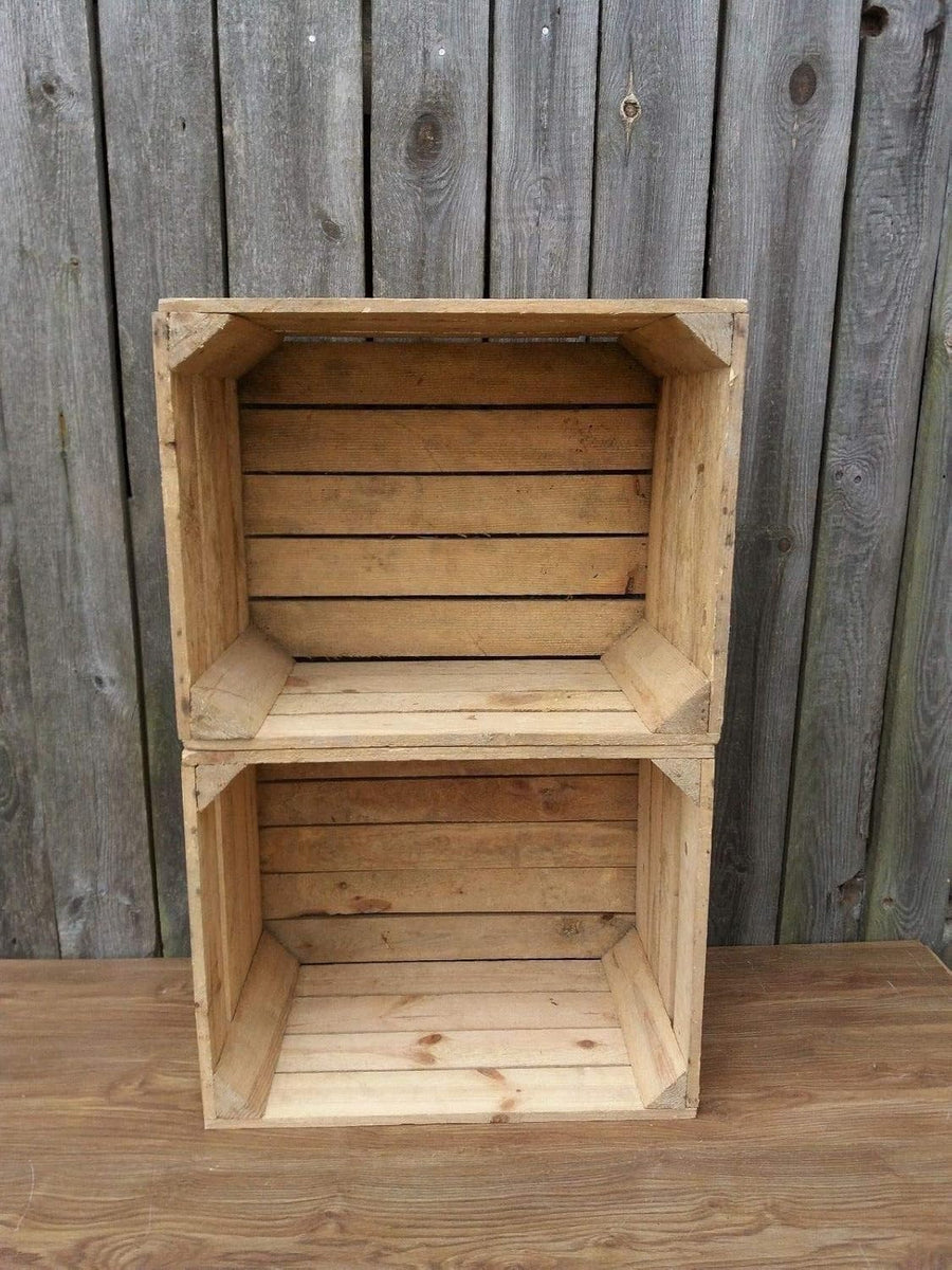 2 Pack Large Wooden Storage Crates Unfinished Boxes 50x40x30cm